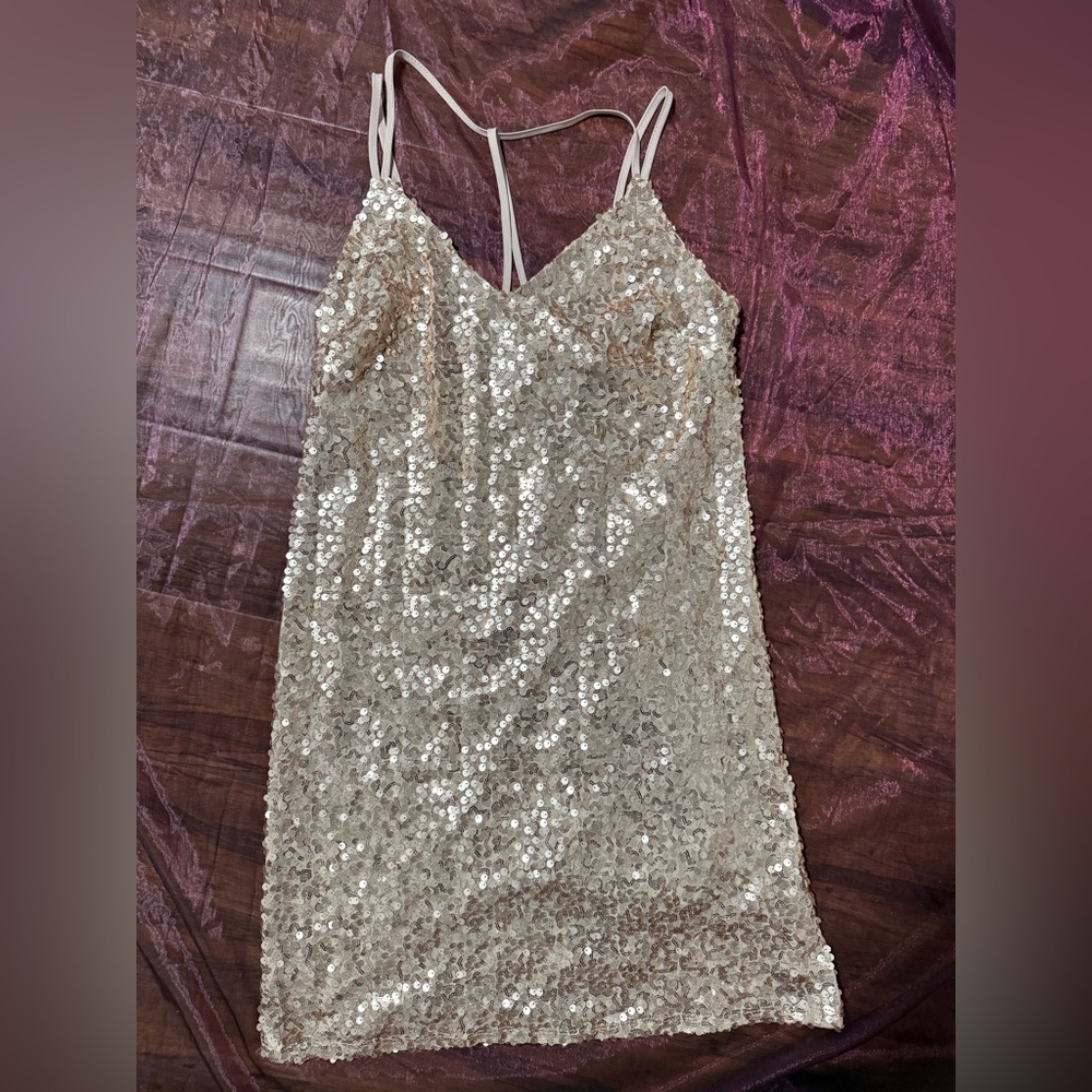 Xhilaration Beige Sequin Dress